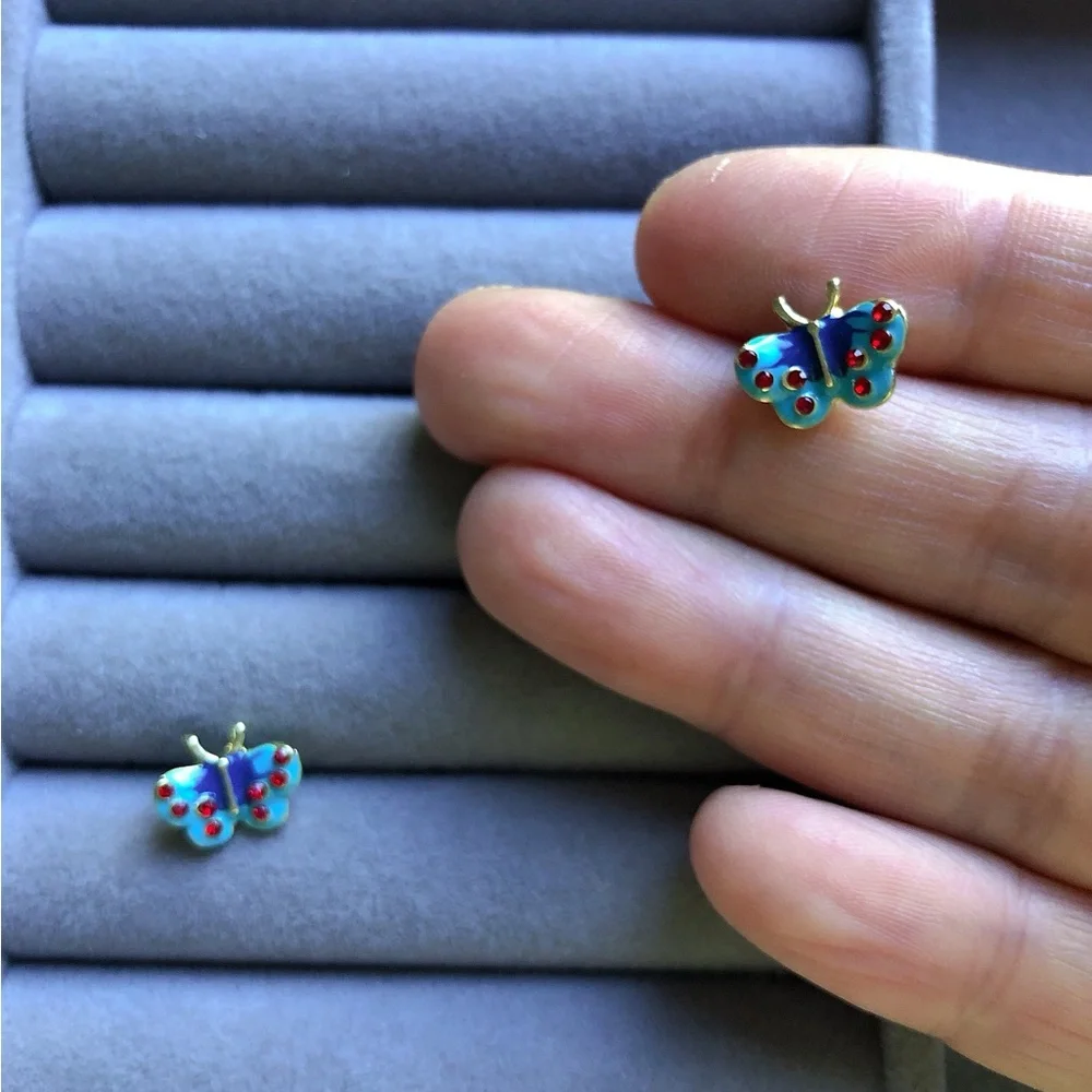 ✨Cute Blue Enamel butterfly StudEarrings - Picture 4 of 6